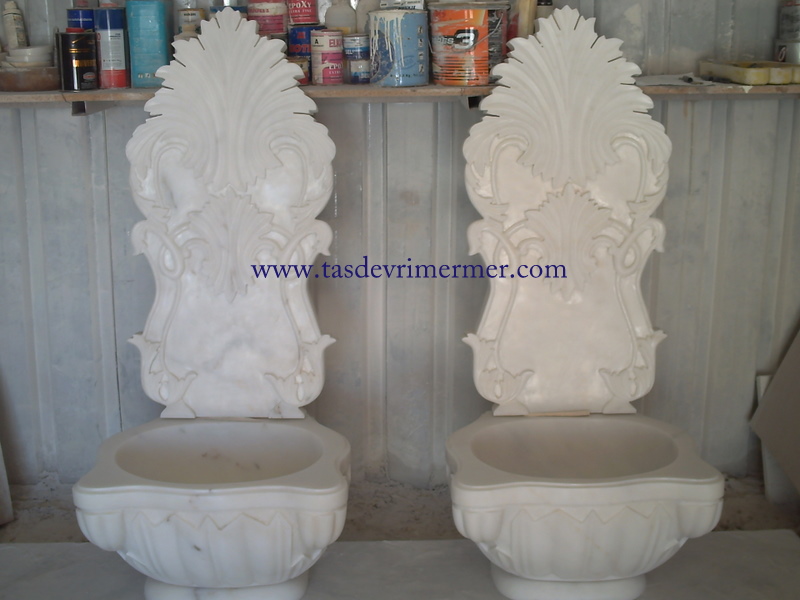 Mermer Kurna İşlemeli Aynalı Osmanlı kurna